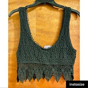 Black, lace crop top. New with tags.